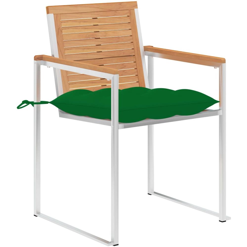 Sedie Da Giardino 2 Pz Con Cuscini In Legno Di Teak E Acciaio - Foto 3