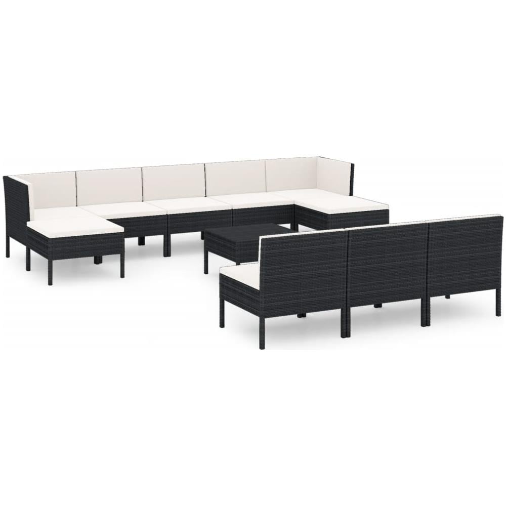 Set Divani Da Giardino 11 Pz Con Cuscini In Polyrattan Nero - Foto 2