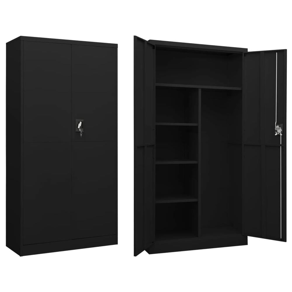 Armadio Con Ripiani Nero 90x40x180 Cm In Acciaio - Foto 1