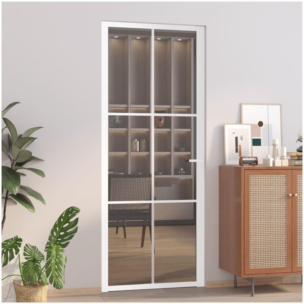 Porta Interna 83x201,5 Cm Bianca In Vetro Esg E Alluminio - Foto 1