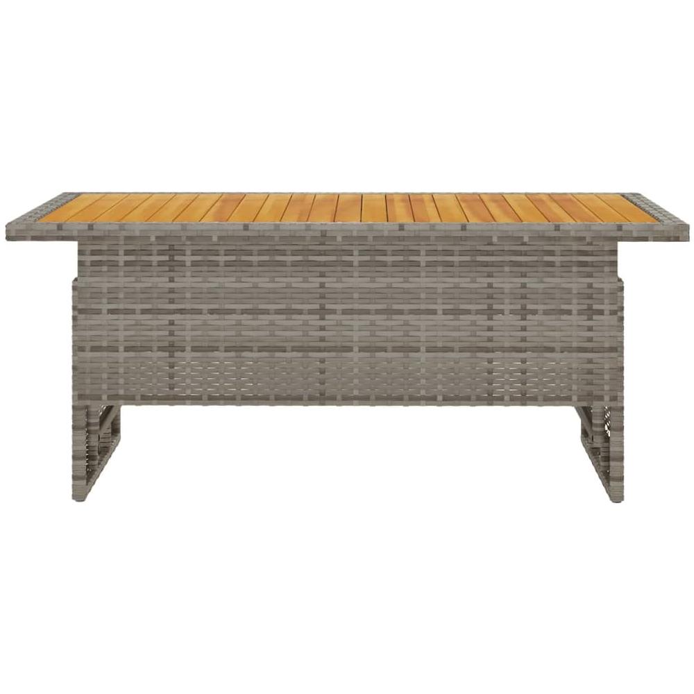 Tavolo Giardino Grigio 100x50x43/63 Massello Acacia Polyrattan - Foto 2