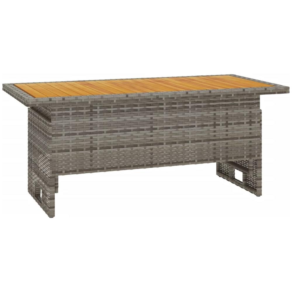 Tavolo Giardino Grigio 100x50x43/63 Massello Acacia Polyrattan - Foto 1