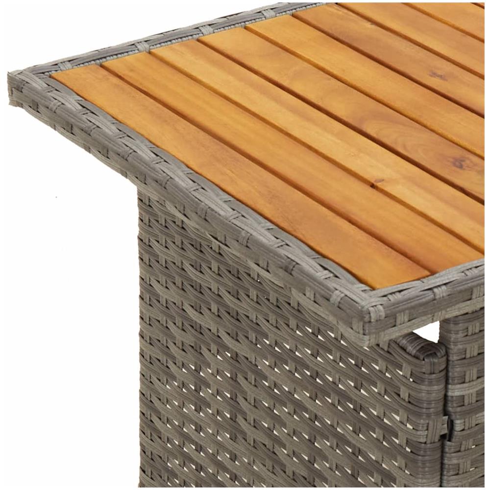 Tavolo Giardino Grigio 100x50x43/63 Massello Acacia Polyrattan - Foto 6