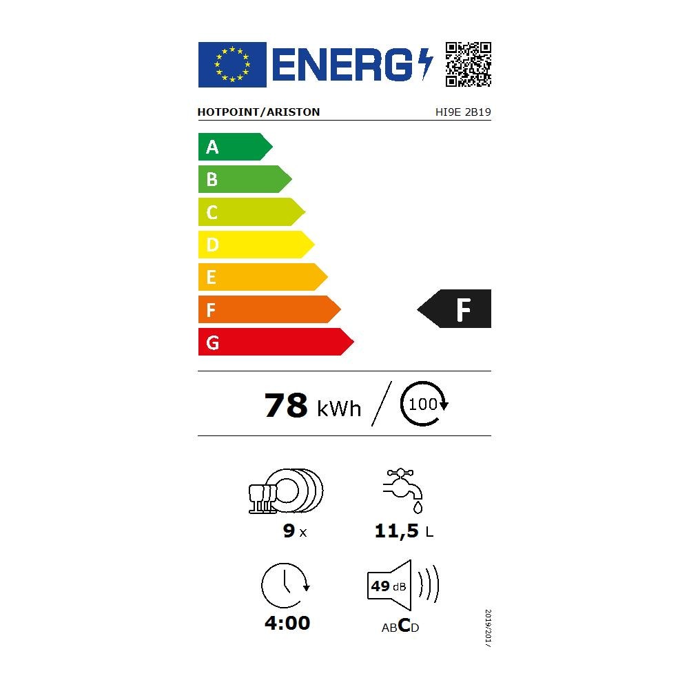 Lavastoviglie HI9E2B19 Capacità 11.5 Coperti Classe F Colore Nero - Foto 2