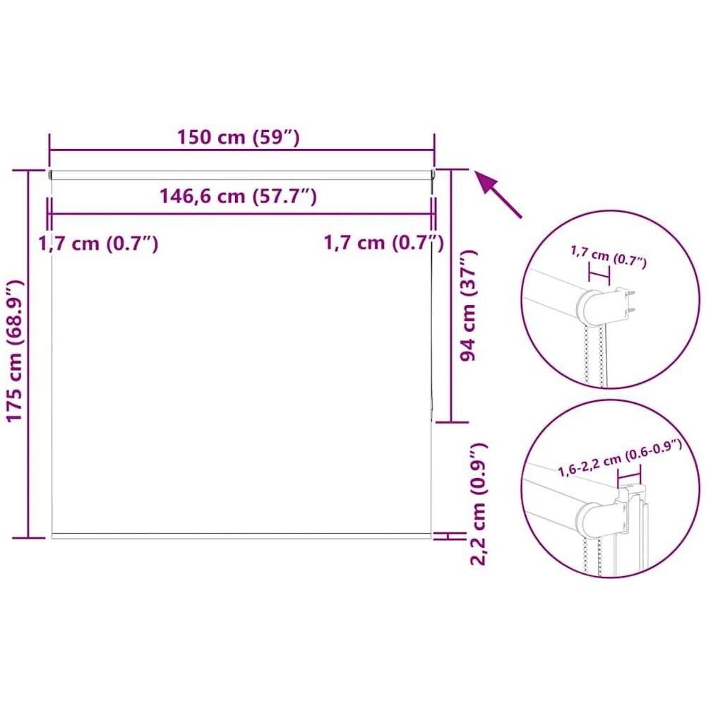 Tenda a Rullo Oscurante 150x175 cm Larghezza Tessuto 146,6 cm - Foto 10