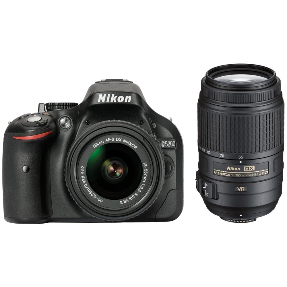 D5200 Nero Kit + AF-S DX 18-55 mm VR II + 55-300mm VR Sensore CMOS 24.1 Mpx Display 3" Filmati Full HD Stabilizzato - Foto 1