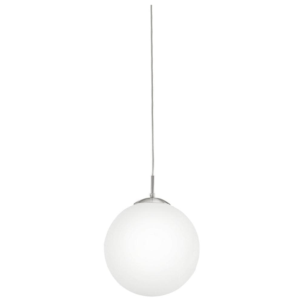Rondo Sospensione Sfera Vetro Bianco Piu Nickel 100w E27 Diametro 30cm - Foto 1