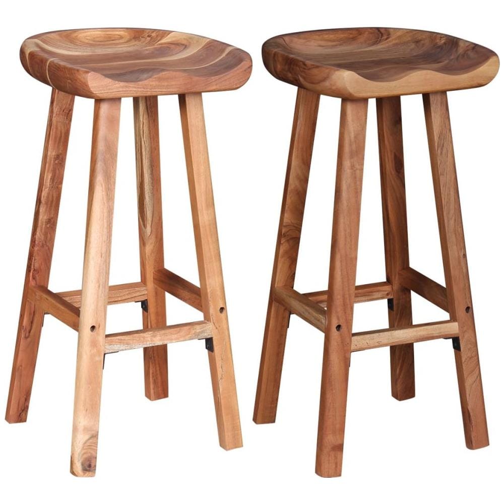Set 2 Sgabelli Da Bar In Legno Massello Di Acacia 38x37x76 Cm - Foto 2