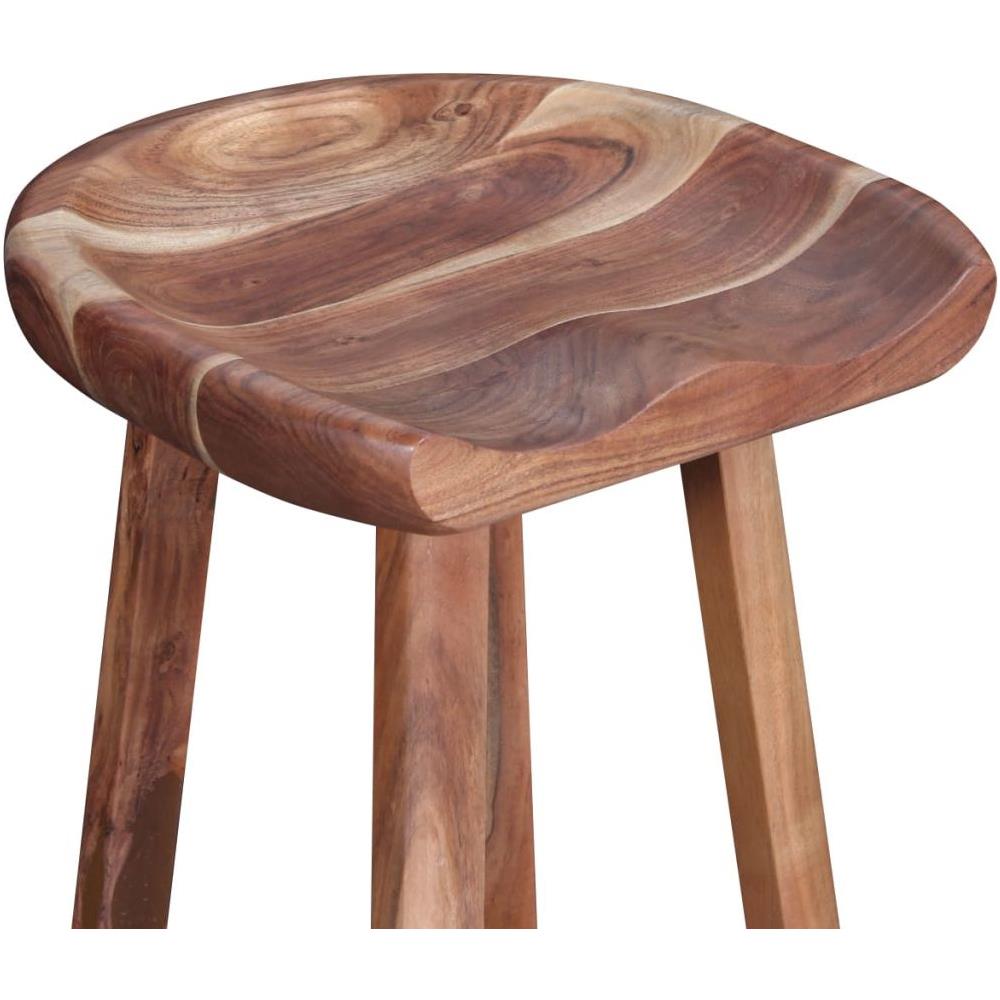 Set 2 Sgabelli Da Bar In Legno Massello Di Acacia 38x37x76 Cm - Foto 7