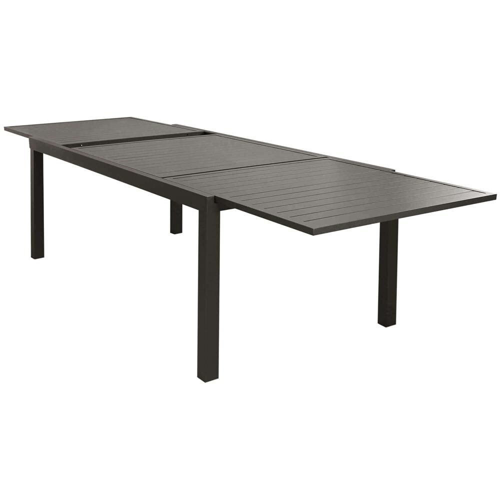 Set Tavolo Giardino Allungabile Rettangolare 200/300 X 100 Con 10 Poltrone In Alluminio Taupe Da Esterno - Foto 2