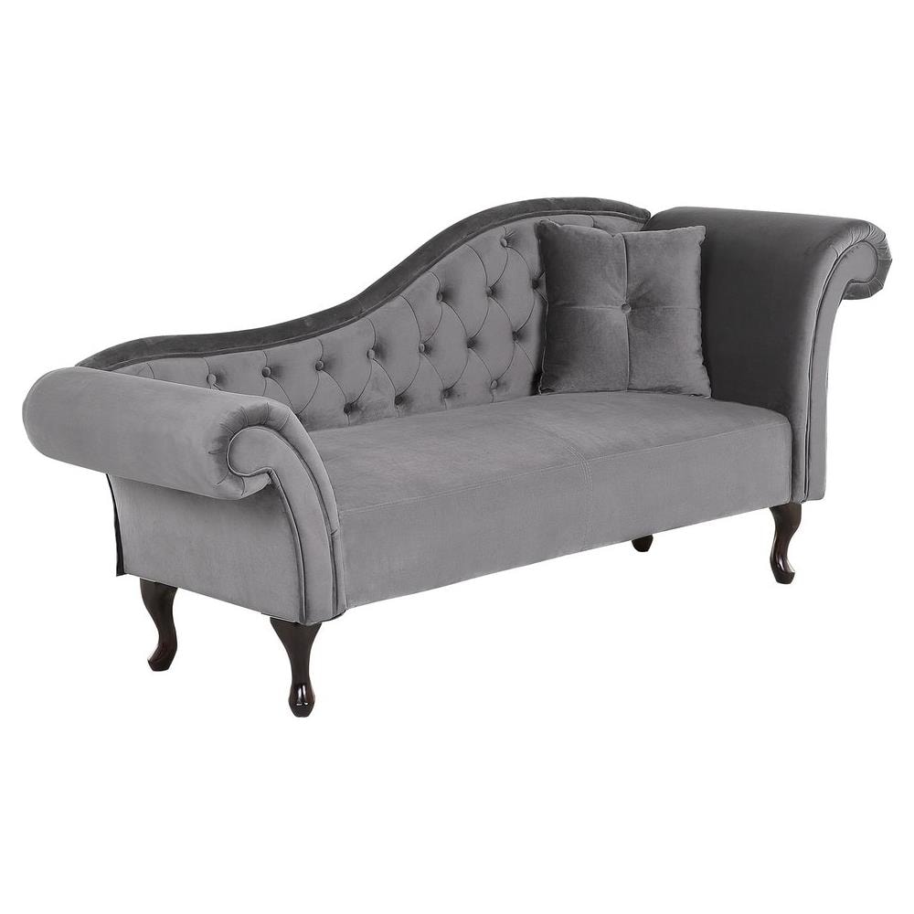 Chaise Longue Per Lato Destro In Velluto Grigio Lattes - Foto 2