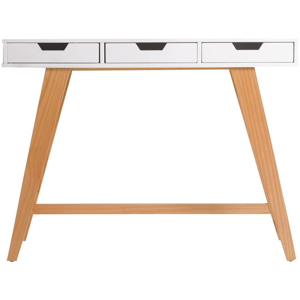Venta-stock Tavolo Console Miranda 3 Cassetti Bianco, Legno Massello Piede - Foto 1