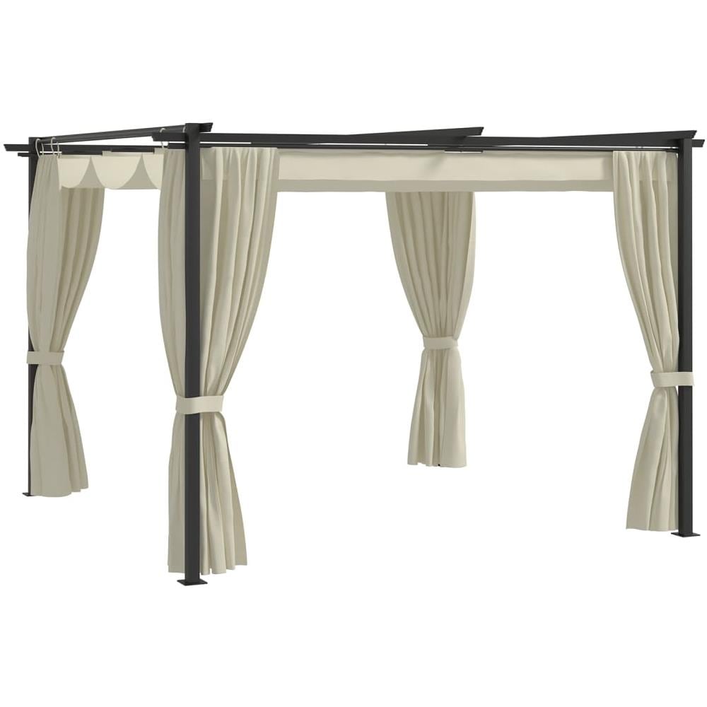 Gazebo con Tende 3x3 m Crema in Acciaio - Foto 1
