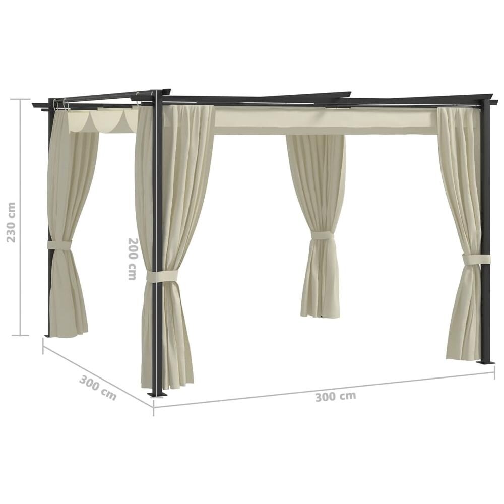 Gazebo con Tende 3x3 m Crema in Acciaio - Foto 6
