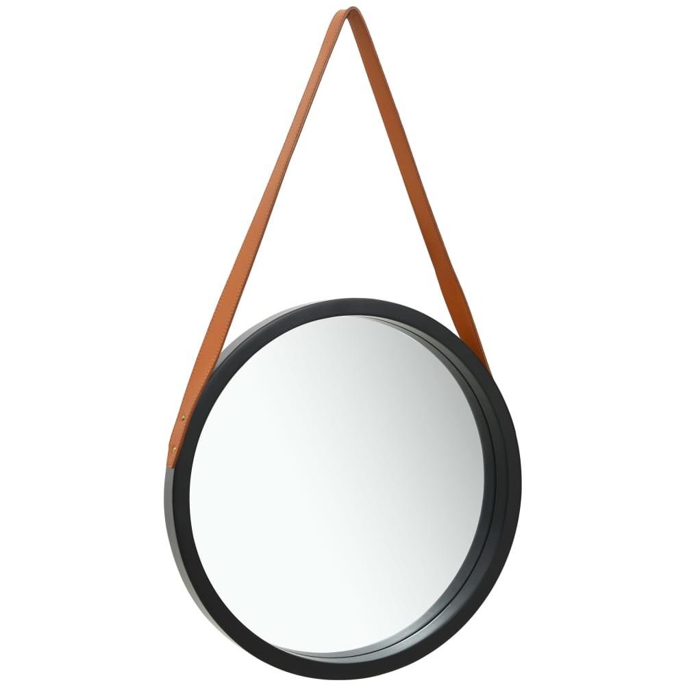 Specchio Da Parete Con Cinghia 50 Cm Nero - Foto 1