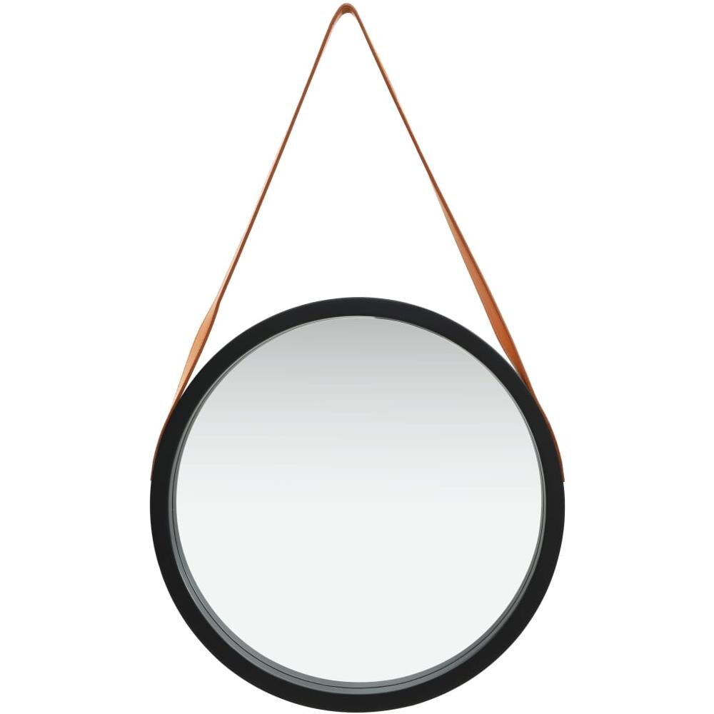 Specchio Da Parete Con Cinghia 50 Cm Nero - Foto 2