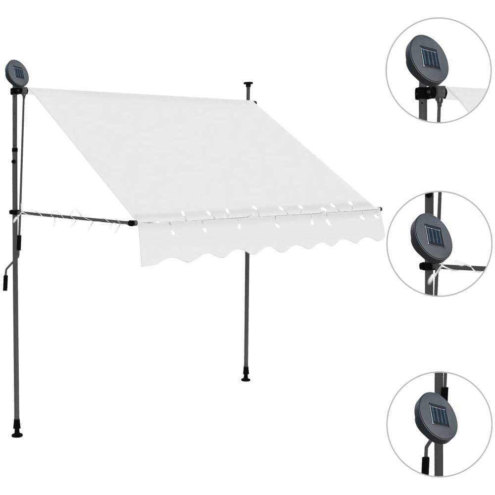 Tenda da Sole Retrattile Manuale con LED 200 cm Crema - Foto 3