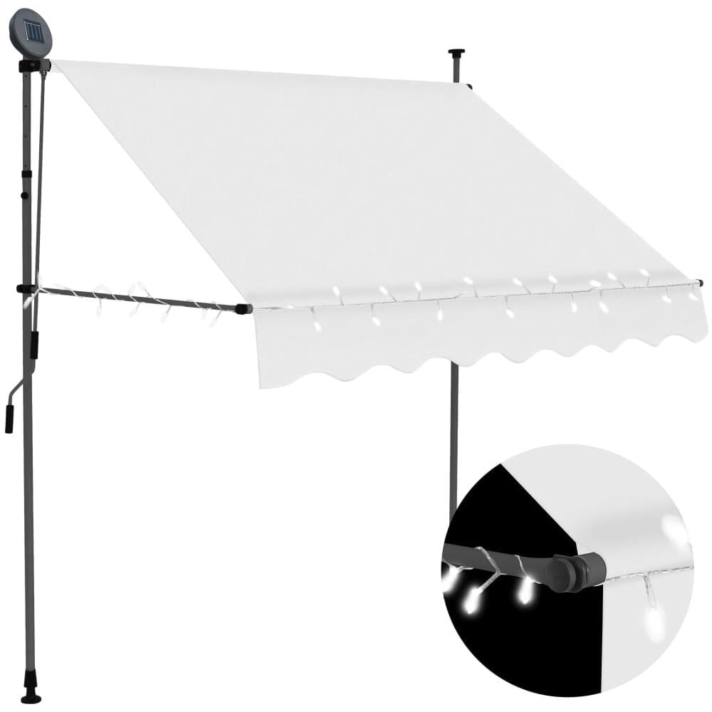 Tenda da Sole Retrattile Manuale con LED 200 cm Crema - Foto 1