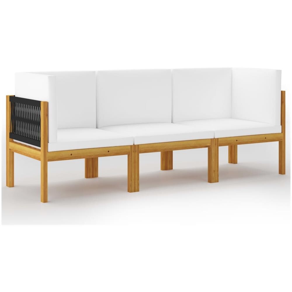 Divano Da Giardino A 3 Posti Con Cuscino In Legno Di Acacia - Foto 1