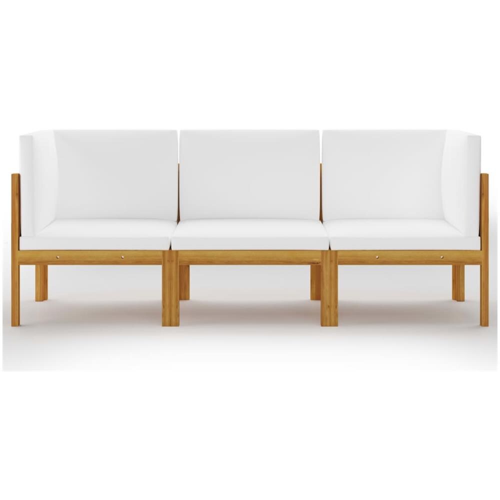 Divano Da Giardino A 3 Posti Con Cuscino In Legno Di Acacia - Foto 2