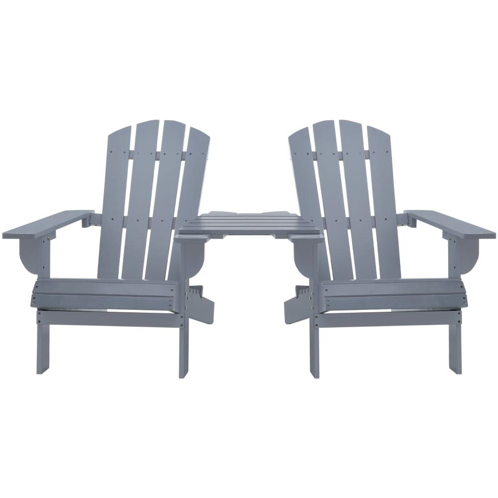 Sedie da Giardino Adirondack con Tavolino in Legno Abete Grigio - Foto 2