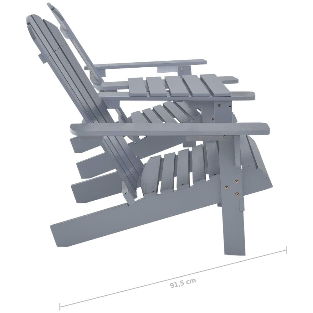 Sedie da Giardino Adirondack con Tavolino in Legno Abete Grigio - Foto 7