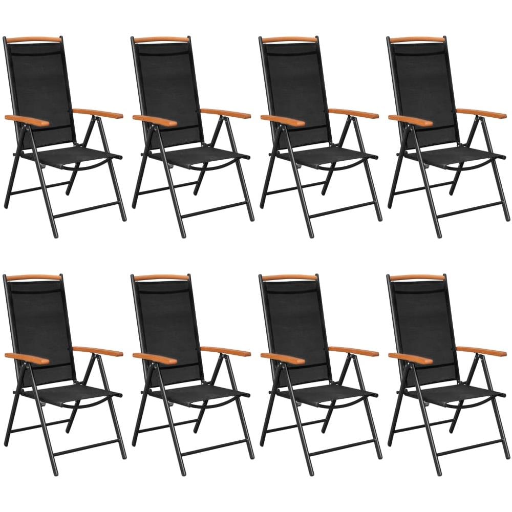 Set Mobili Da Pranzo Da Giardino 9 Pz In Alluminio Nero - Foto 1