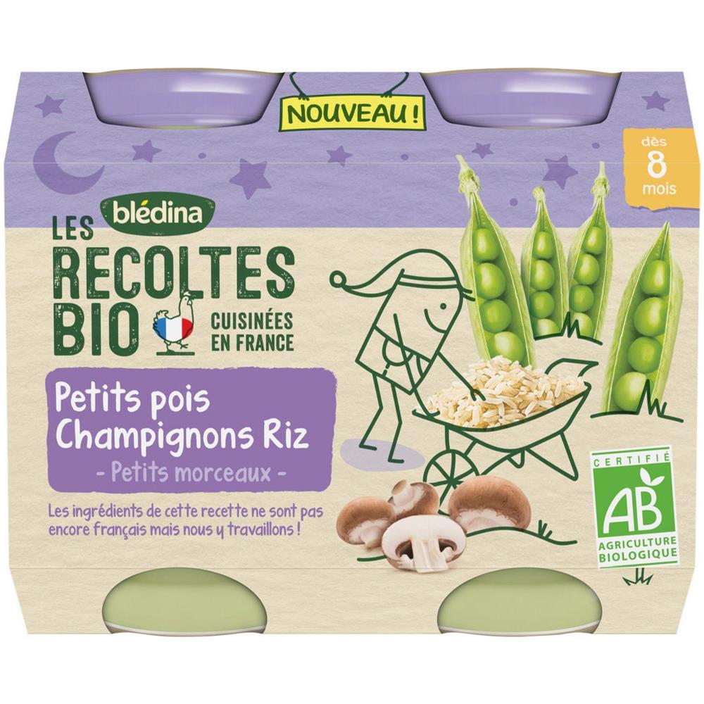Repas Pour Bébé Dès 8 Mois Petits Pois Champignons & Riz Les Recoltes Bio - Foto 1