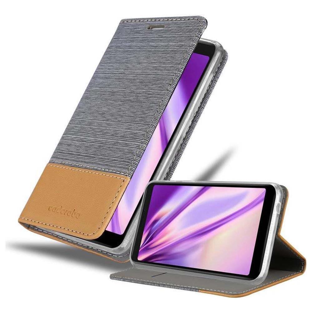 Custodia Compatibile Con Wiko Y60 In Grigio Chiaro Marrone - Coperchio Protettiva Con Chiusura Magnetica, Funzione Stand E Tasca Per Le Carte - Foto 1