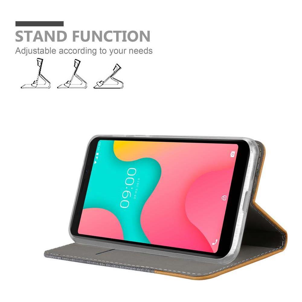 Custodia Compatibile Con Wiko Y60 In Grigio Chiaro Marrone - Coperchio Protettiva Con Chiusura Magnetica, Funzione Stand E Tasca Per Le Carte - Foto 2