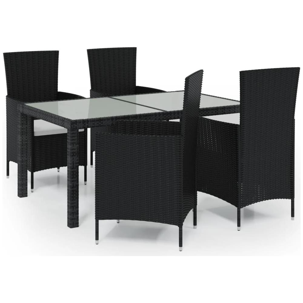 Set Mobili Da Giardino 5 Pz Con Cuscini In Polyrattan Nero - Foto 2