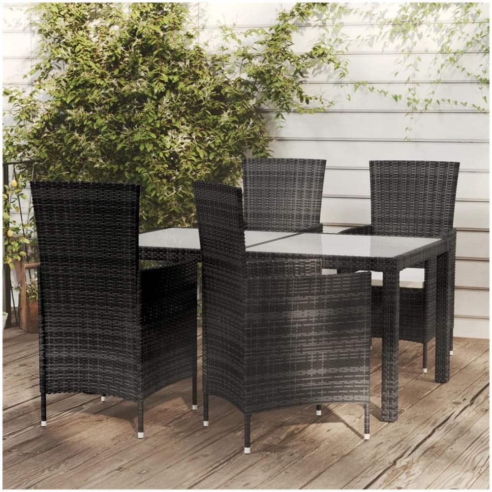 Set Mobili Da Giardino 5 Pz Con Cuscini In Polyrattan Nero - Foto 1