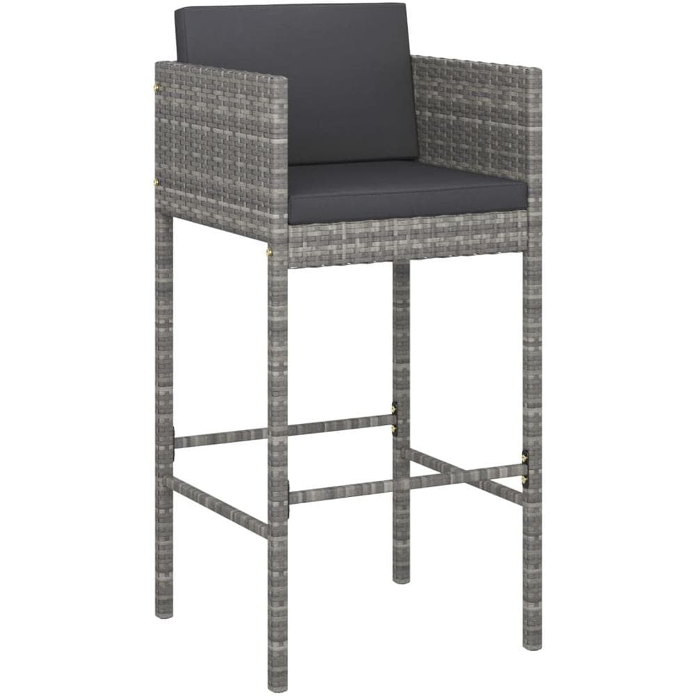 Set Da Bar Da Giardino 5 Pz Con Cuscini In Polyrattan Grigio - Foto 3
