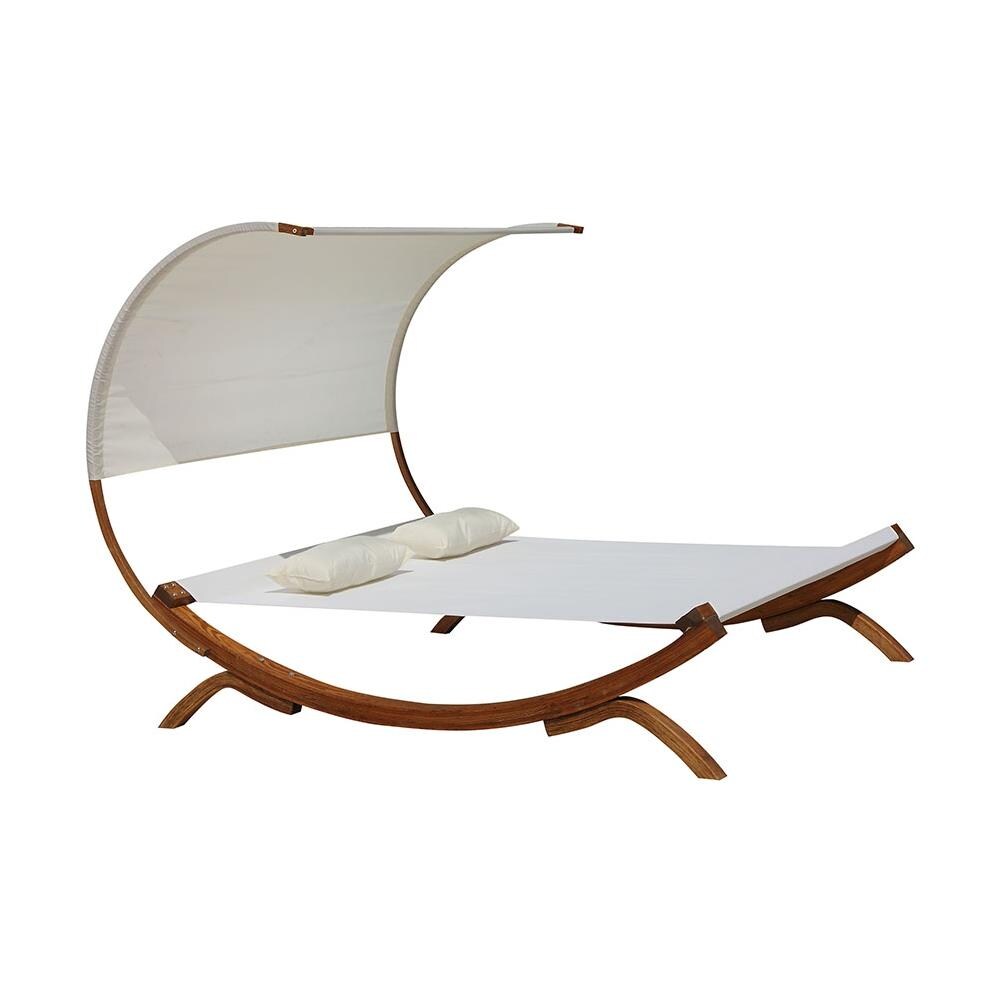 Amaca Con Soporte In Legno E Textilene Ecru 195 X 180 Cm Bora - Foto 2