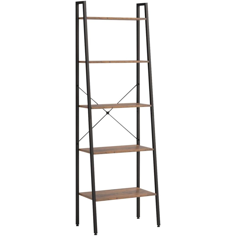 Scaffale Autoportante 5 Ripiani Marrone Scuro Nero 56x35x174 Cm - Foto 2