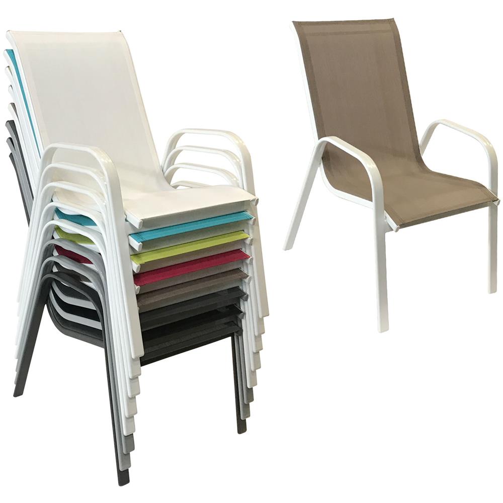 Set Di 4 Sedie Marbella In Textilene Tortora - Alluminio Bianco - Foto 2