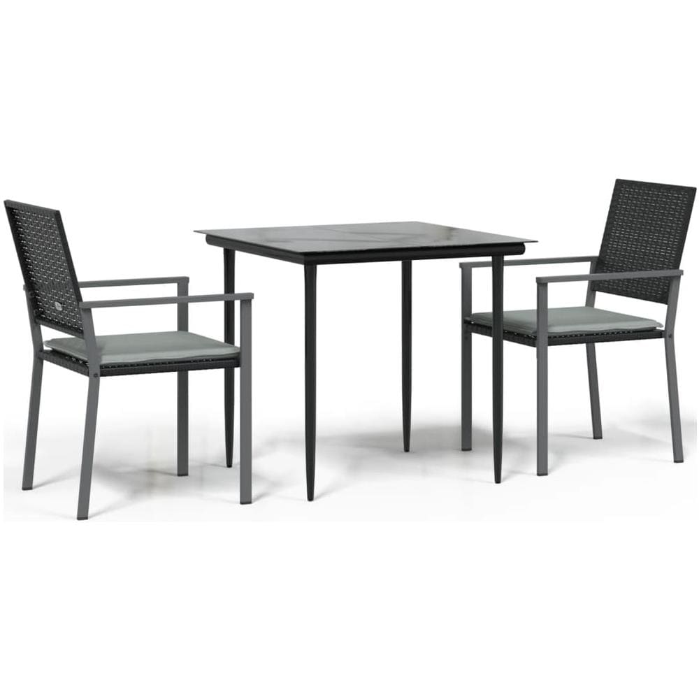 Set Pranzo Da Giardino 3pz Con Cuscini In Polyrattan E Acciaio - Foto 1