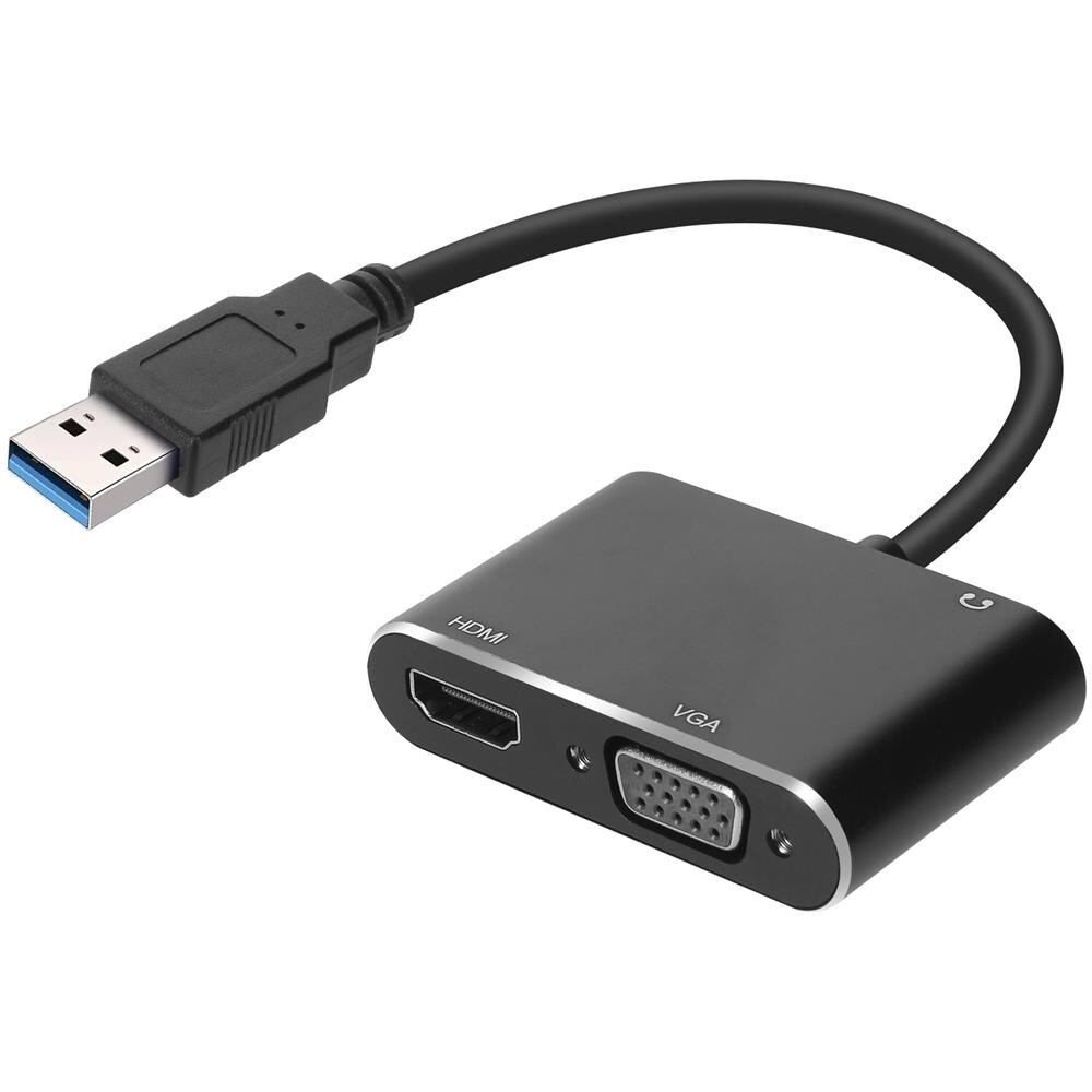 Hub Adattatore Da Usb A Hdmi Vga Femmina Entrata Jack 3,5 Mm Full Hd 1080p Nero - Foto 1
