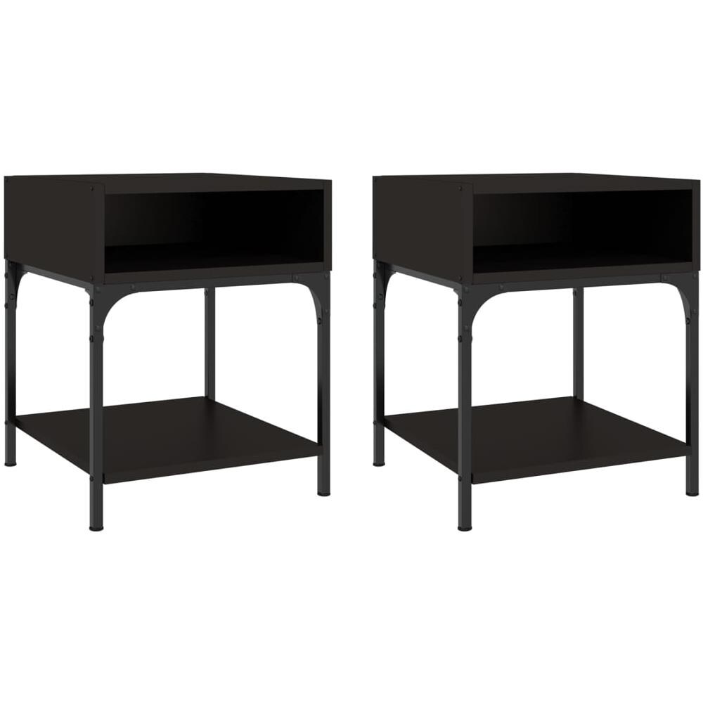 Comodini 2 Pz Neri 40x41x50 Cm In Legno Multistrato - Foto 2