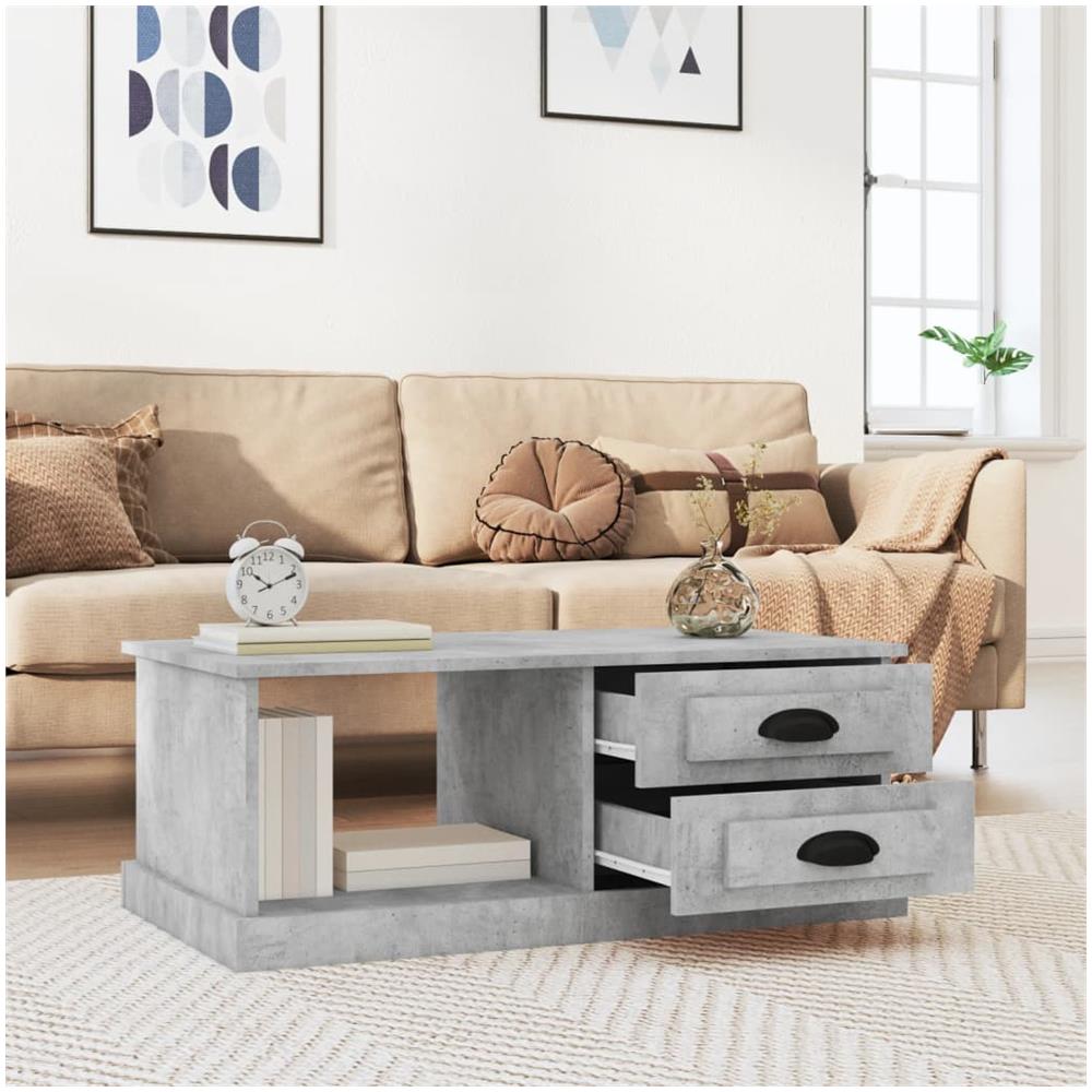 Tavolino Salotto Grigio Cemento 90x50x35 Cm Legno Multistrato - Foto 3