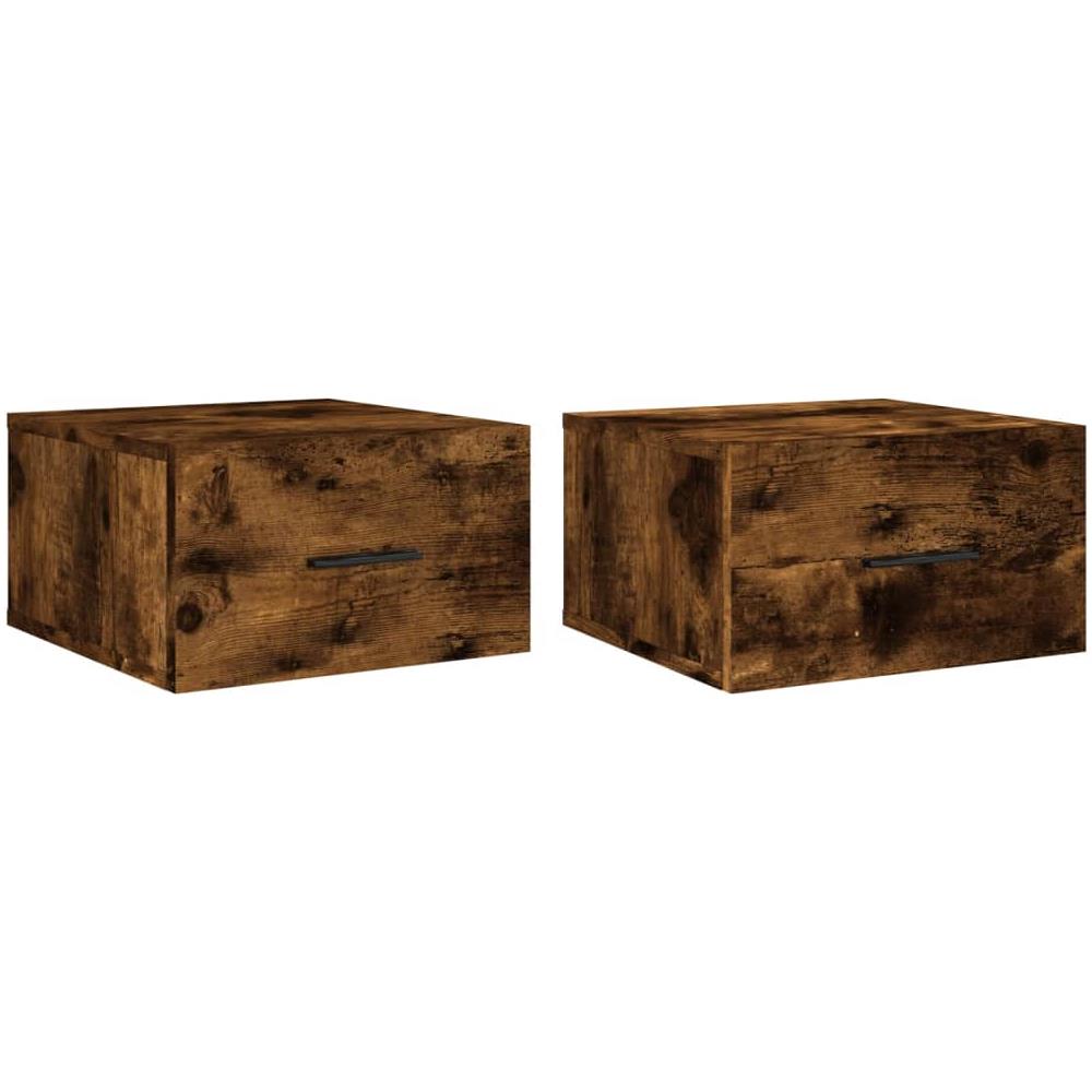 Comodini A Muro 2 Pz Rovere Fumo 35x35x20 Cm - Foto 2