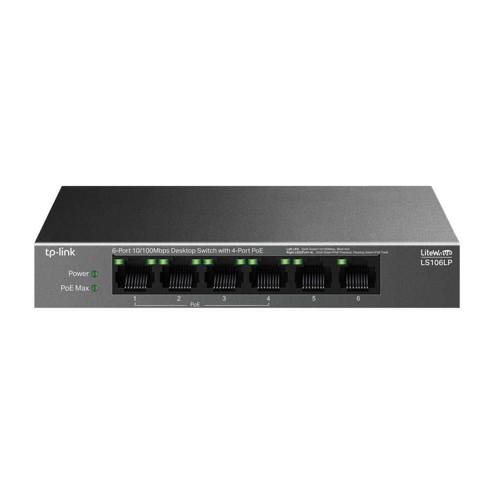 LiteWave LS106LP switch di rete Non gestito Fast Ethernet (10/100) Supporto Power over Ethernet (PoE) Nero - Foto 1