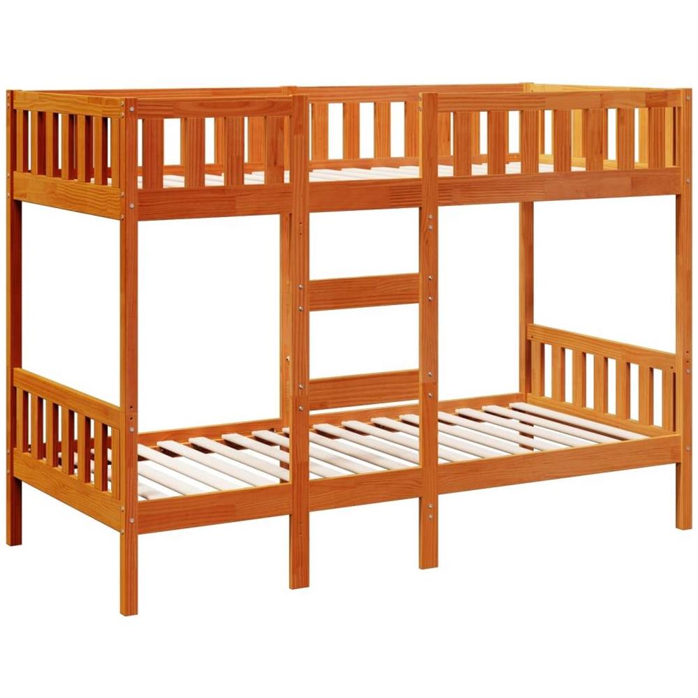 Letto a Castello Marrone Cera 90x200 cm in Legno di Pino - Foto 1