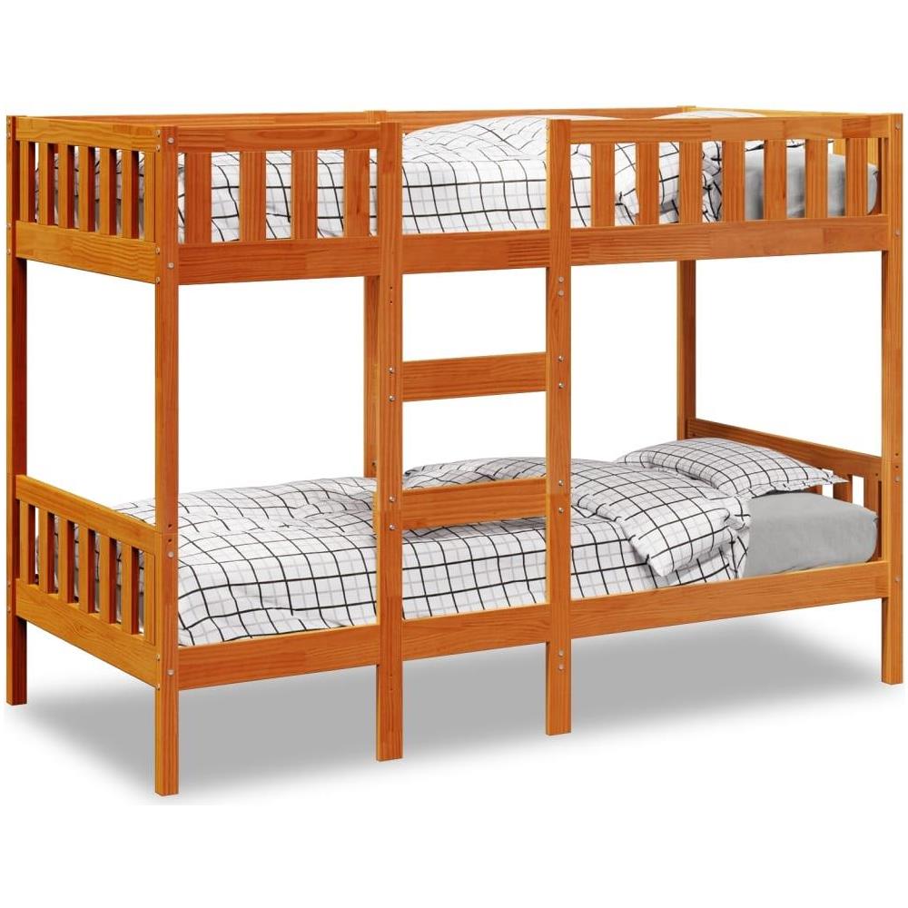 Letto a Castello Marrone Cera 90x200 cm in Legno di Pino - Foto 2