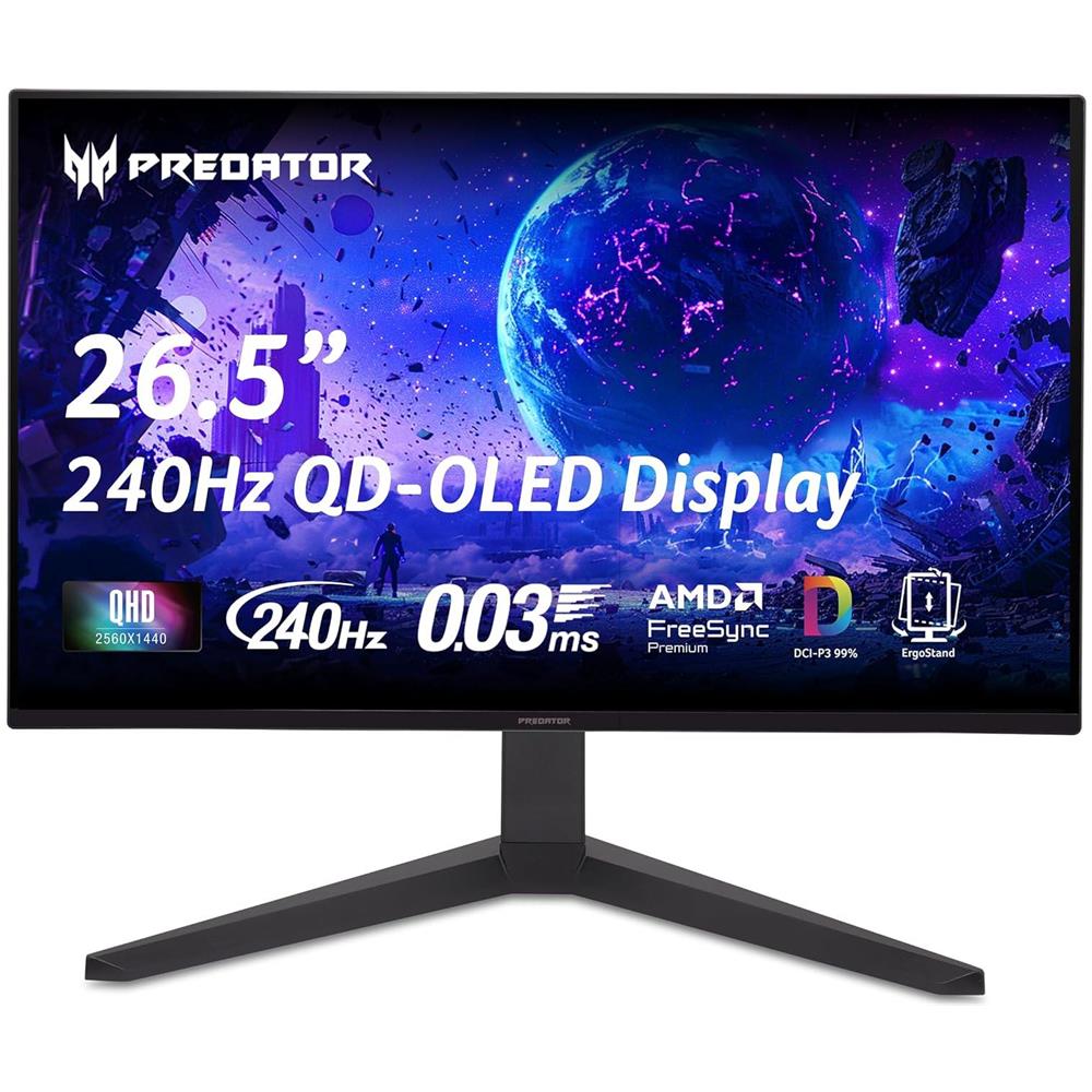 Monitor 26,5" QD-OLED Predator X27U W1bmiipprx Gaming ZeroFrame 2560 x 1440 Pixel Quad HD Tempo di Risposta 0,03 ms Frequenza di Aggiornamento 240 Hz - Foto 1