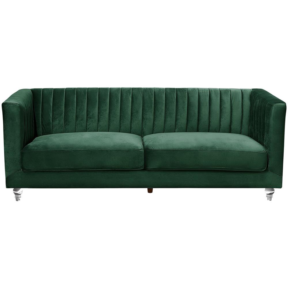 Divano 3 Posti In Tessuto Vellutato Verde Arvika - Foto 1