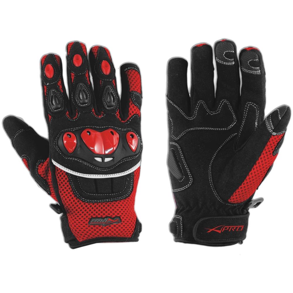 Guanto Tessuto Moto Protezione Nocche Estivo Tessuto Mesh Traforato Rosso M - Foto 1