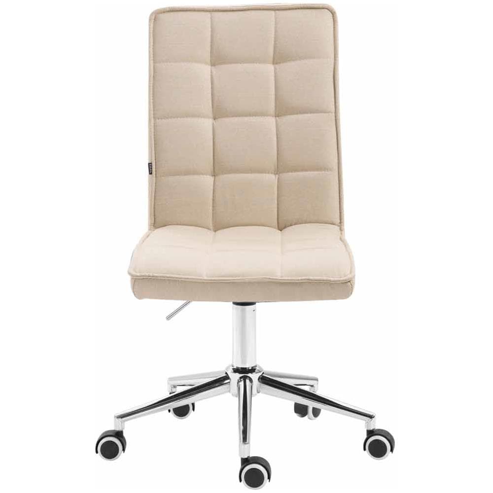 Sgabello da Lavoro Peking V2 in Tessuto | Sgabello Ufficio Imbottito | Sedia Studio da Scrivania Regolabile e con Ruote Crema - Foto 2