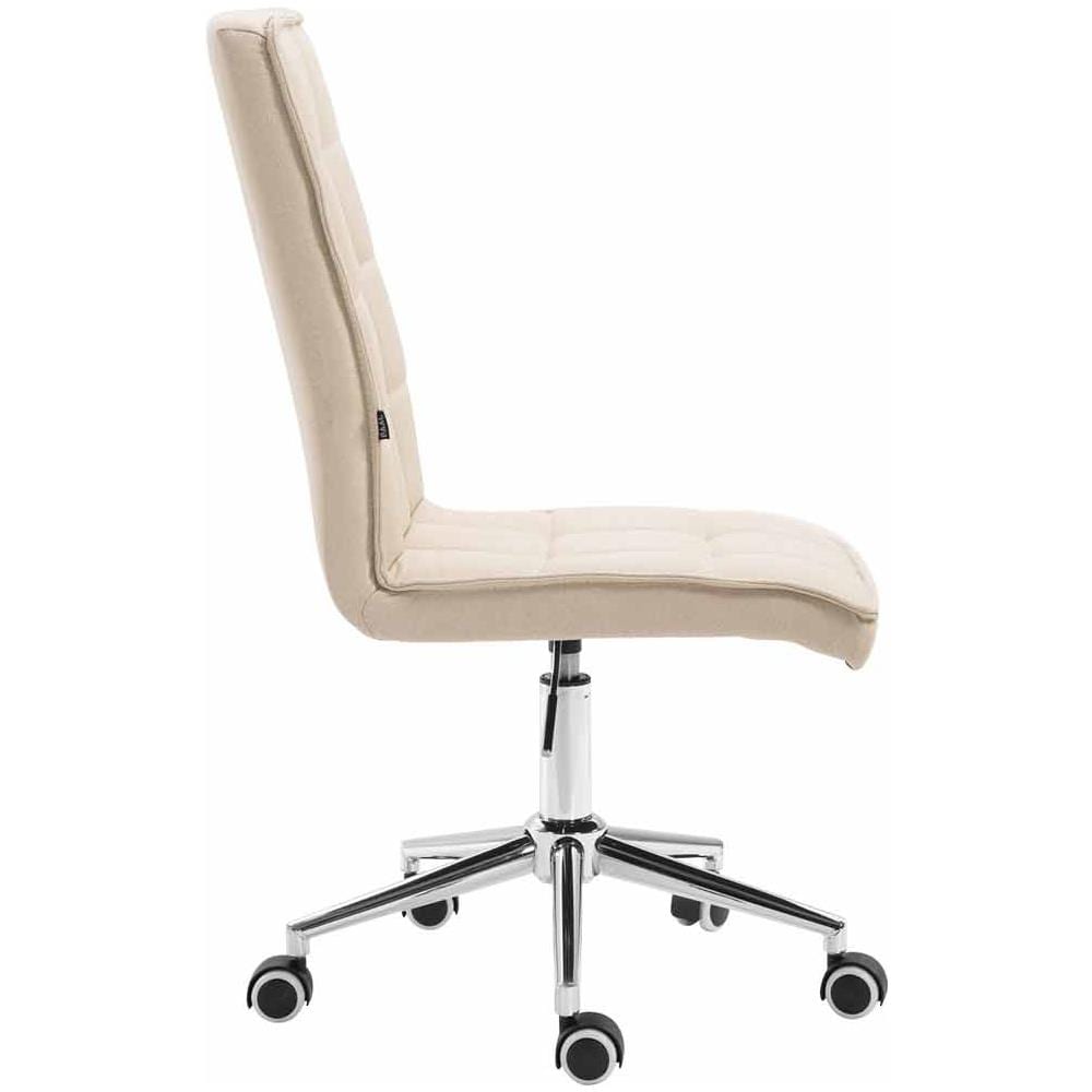 Sgabello da Lavoro Peking V2 in Tessuto | Sgabello Ufficio Imbottito | Sedia Studio da Scrivania Regolabile e con Ruote Crema - Foto 3