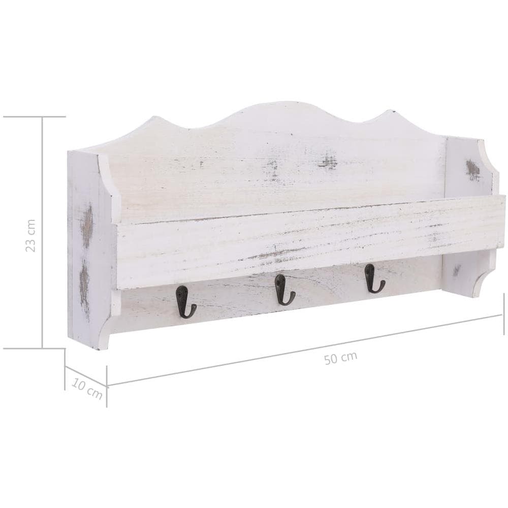 Appendiabiti A Muro Bianco 50x10x23 Cm In Legno - Foto 7